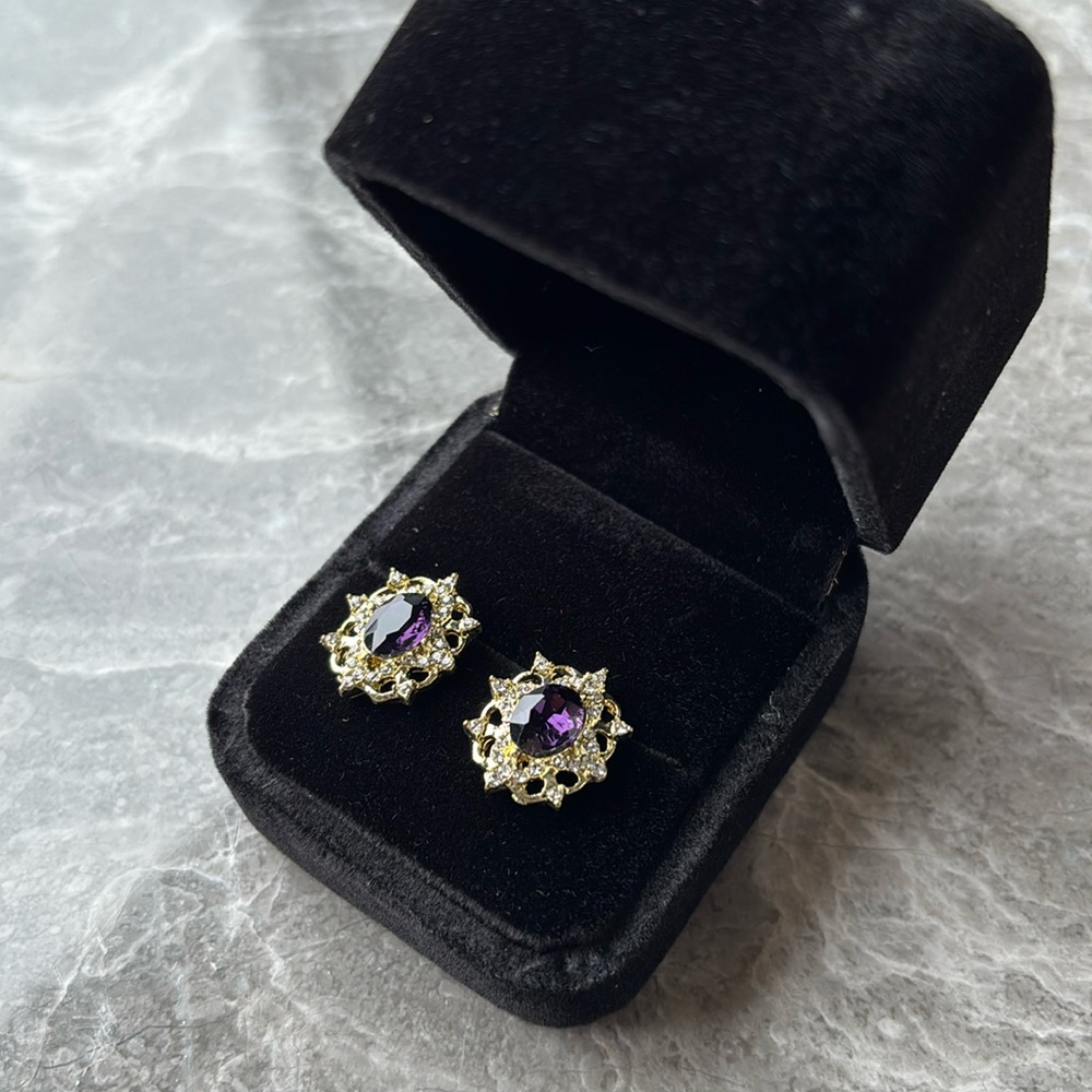 Gifts for Her🎁 💜Purple Rhinestone Earrings